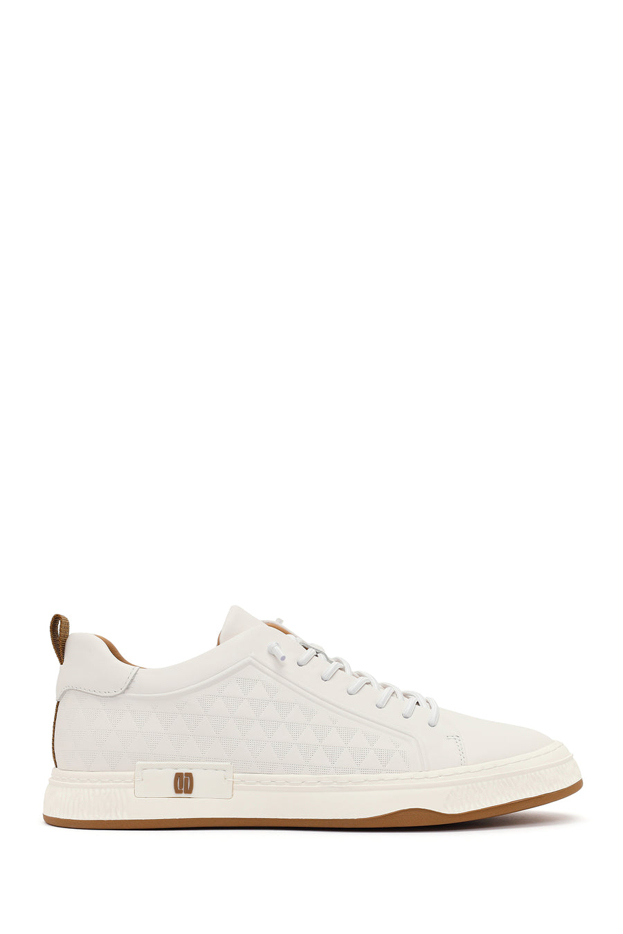 Men's White Lace-Up Printed Leather Sneaker 26SFD698618 | Derimod