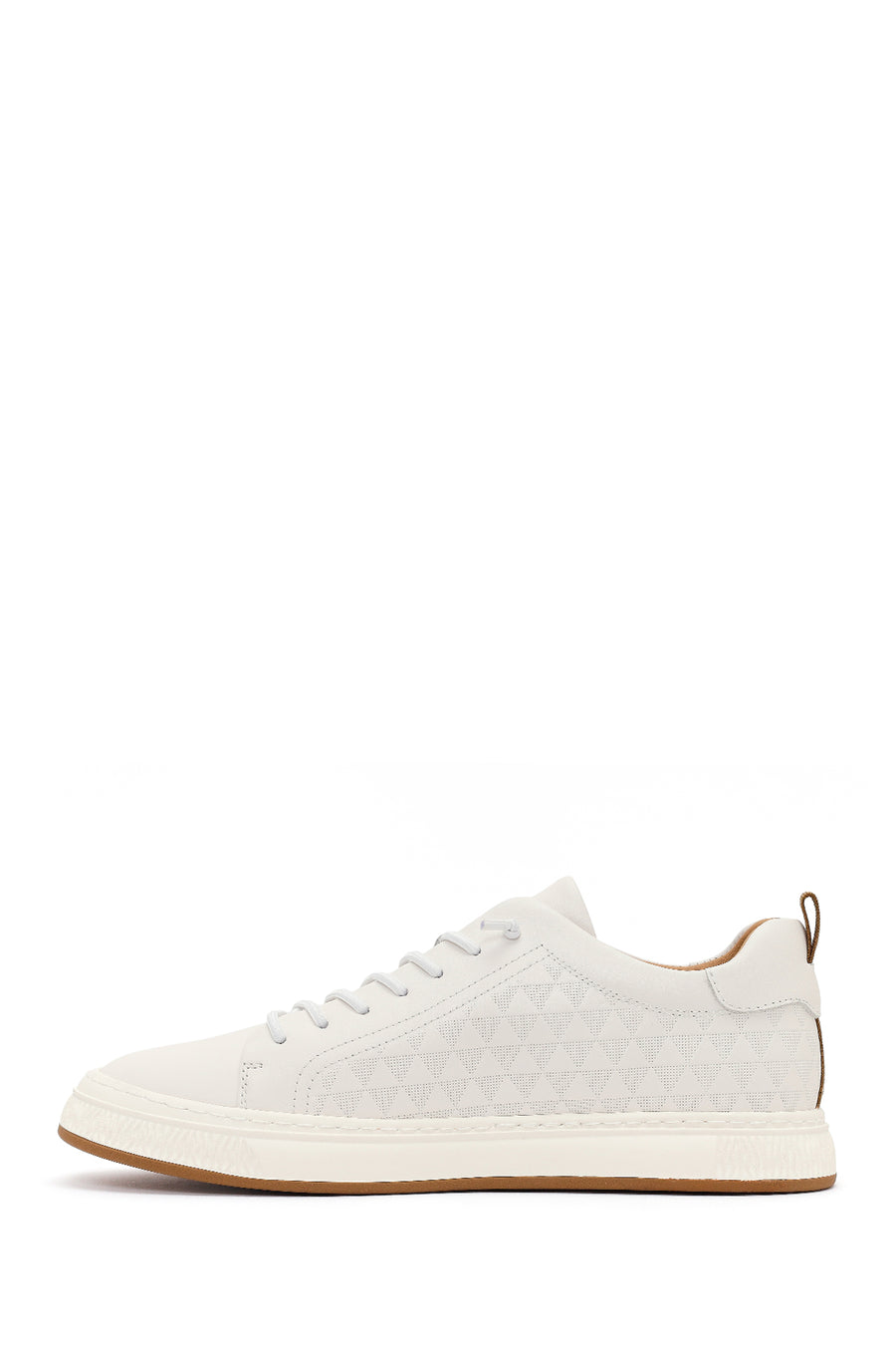 Men's White Lace-Up Printed Leather Sneaker