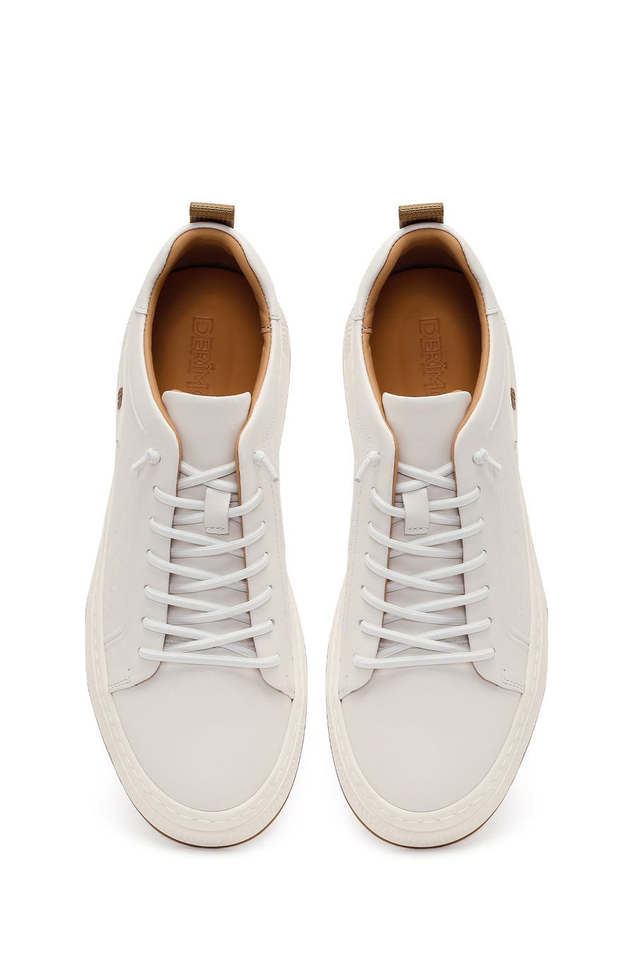 Men's White Lace-Up Printed Leather Sneaker