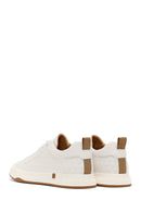 Erkek Beyaz Bağcıklı Baskılı Deri Sneaker | Derimod