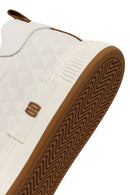 Erkek Beyaz Bağcıklı Baskılı Deri Sneaker | Derimod