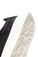 Erkek Siyah Bağcıklı Kalın Tabanlı Desenli Deri Sneaker | Derimod