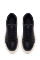Erkek Siyah Bağcıklı Kalın Tabanlı Deri Sneaker | Derimod