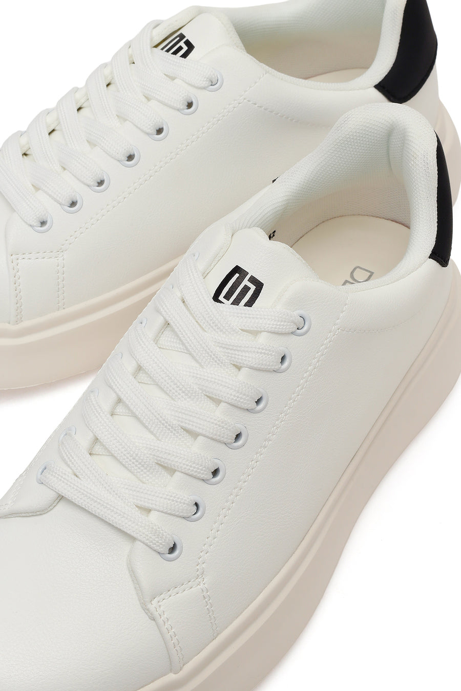 Men's White Lace-Up Thick-Sole Sneakers