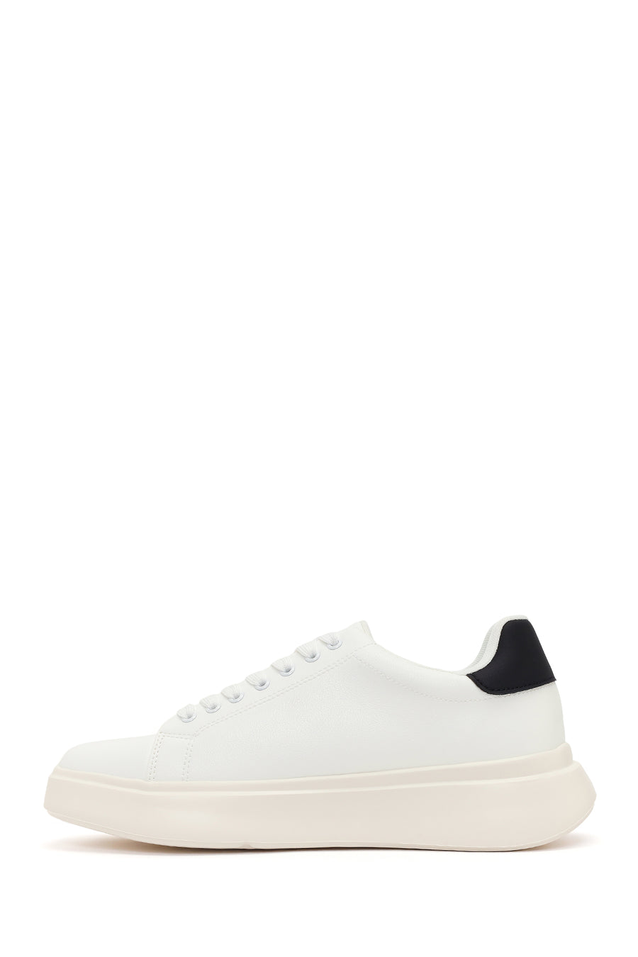 Men's White Lace-Up Thick-Sole Sneakers