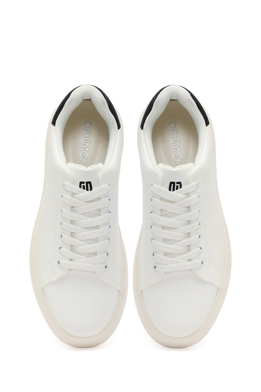 Men's White Lace-Up Thick-Sole Sneakers