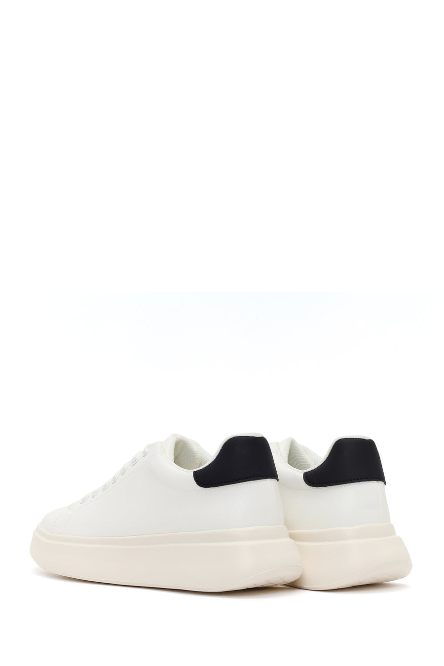 Men's White Lace-Up Thick-Sole Sneakers