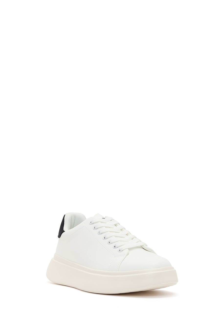 Men's White Lace-Up Thick-Sole Sneakers