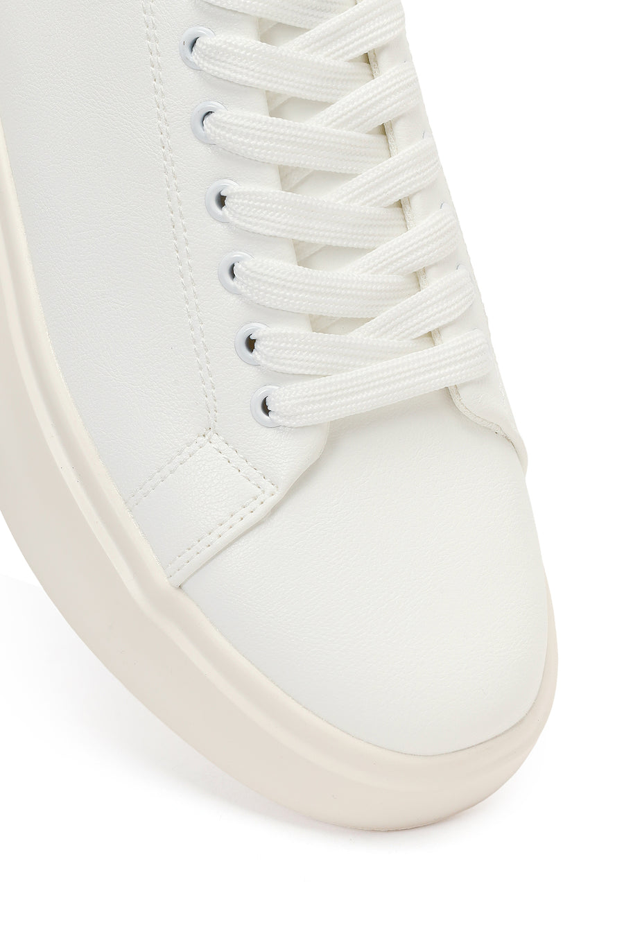 Men's White Lace-Up Thick-Sole Sneakers