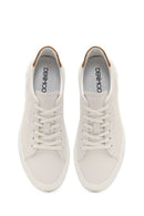 Men's White Lace-up Thick-Sole Leather Sneaker | Derimod