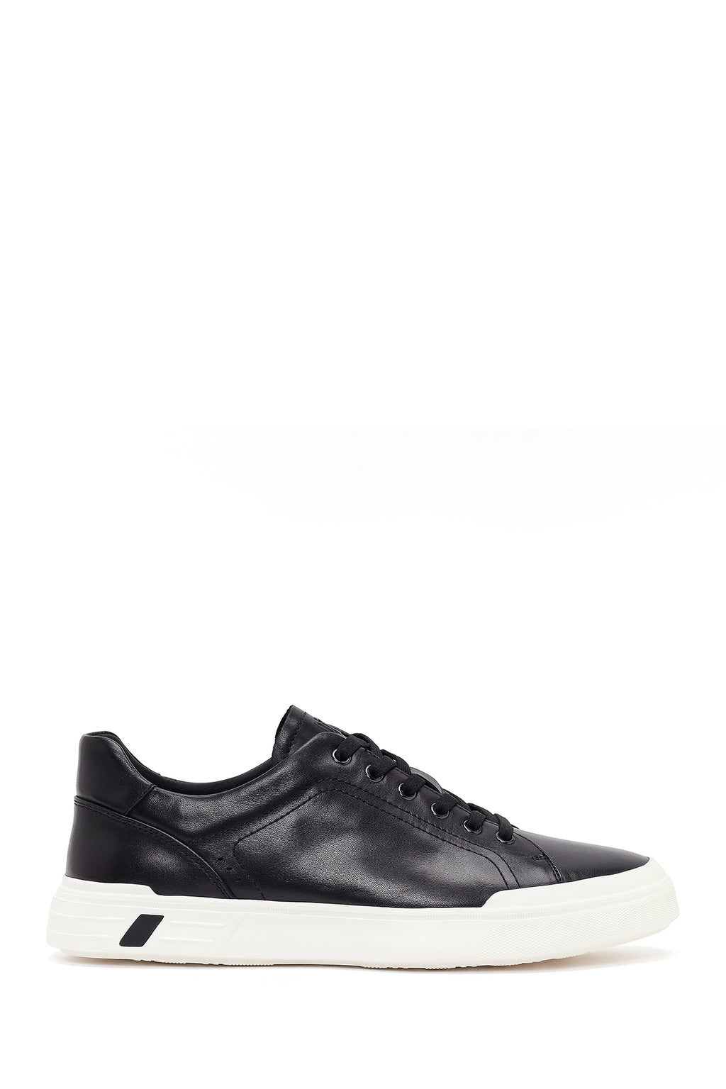 Erkek Siyah Bağcıklı Kalın Tabanlı Deri Sneaker