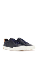 Men's Navy Blue Lace-up Thick-Sole Leather Sneaker | Derimod