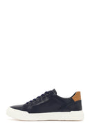 Men's Navy Blue Lace-up Thick-Sole Leather Sneaker | Derimod