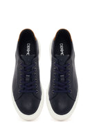 Men's Navy Blue Lace-up Thick-Sole Leather Sneaker | Derimod