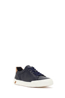 Men's Navy Blue Lace-up Thick-Sole Leather Sneaker | Derimod