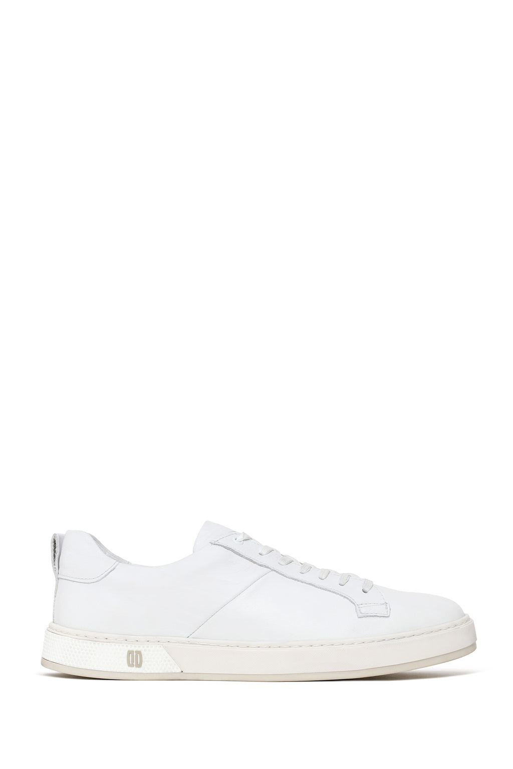 Erkek Beyaz Bağcıklı Kalın Tabanlı Deri Sneaker