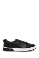 Male Black Lace-Up Thick-Soled Leather Sneaker | Derimod