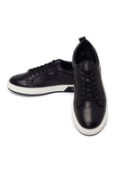 Male Black Lace-Up Thick-Soled Leather Sneaker | Derimod