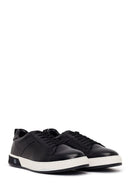 Male Black Lace-Up Thick-Soled Leather Sneaker | Derimod
