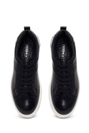 Male Black Lace-Up Thick-Soled Leather Sneaker | Derimod