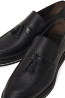 Erkek Siyah Kalın Tabanlı Püsküllü Deri Loafer | Derimod