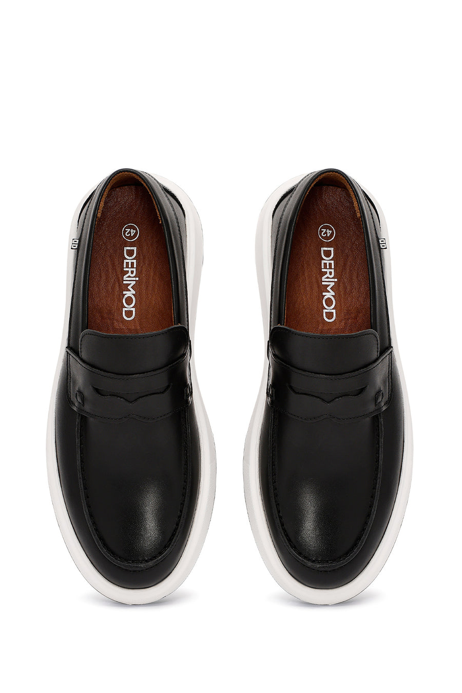 Erkek Siyah Kalın Tabanlı Deri Loafer