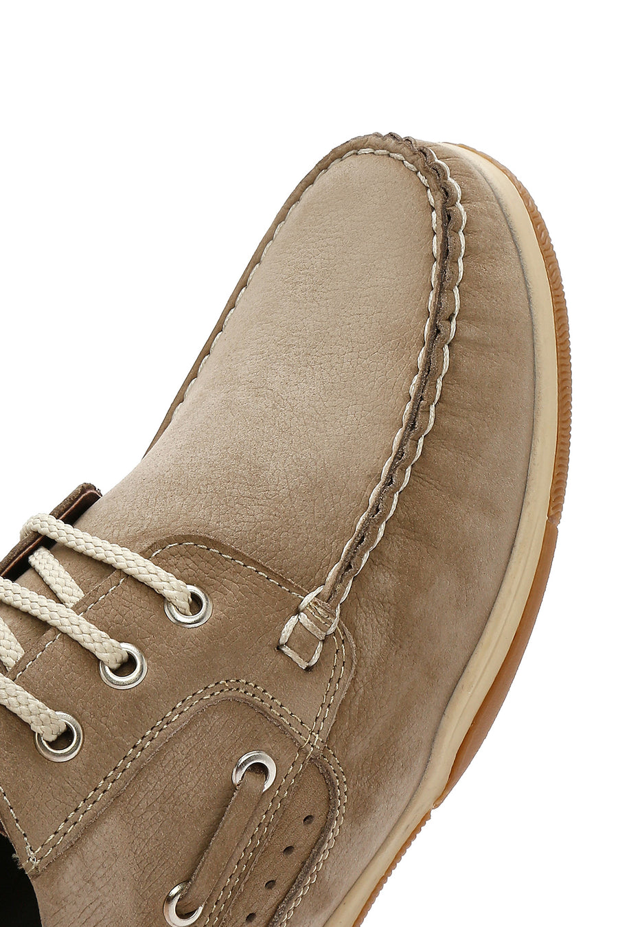 Men's Beige Lace-Up Nubuck Leather Casual Shoes