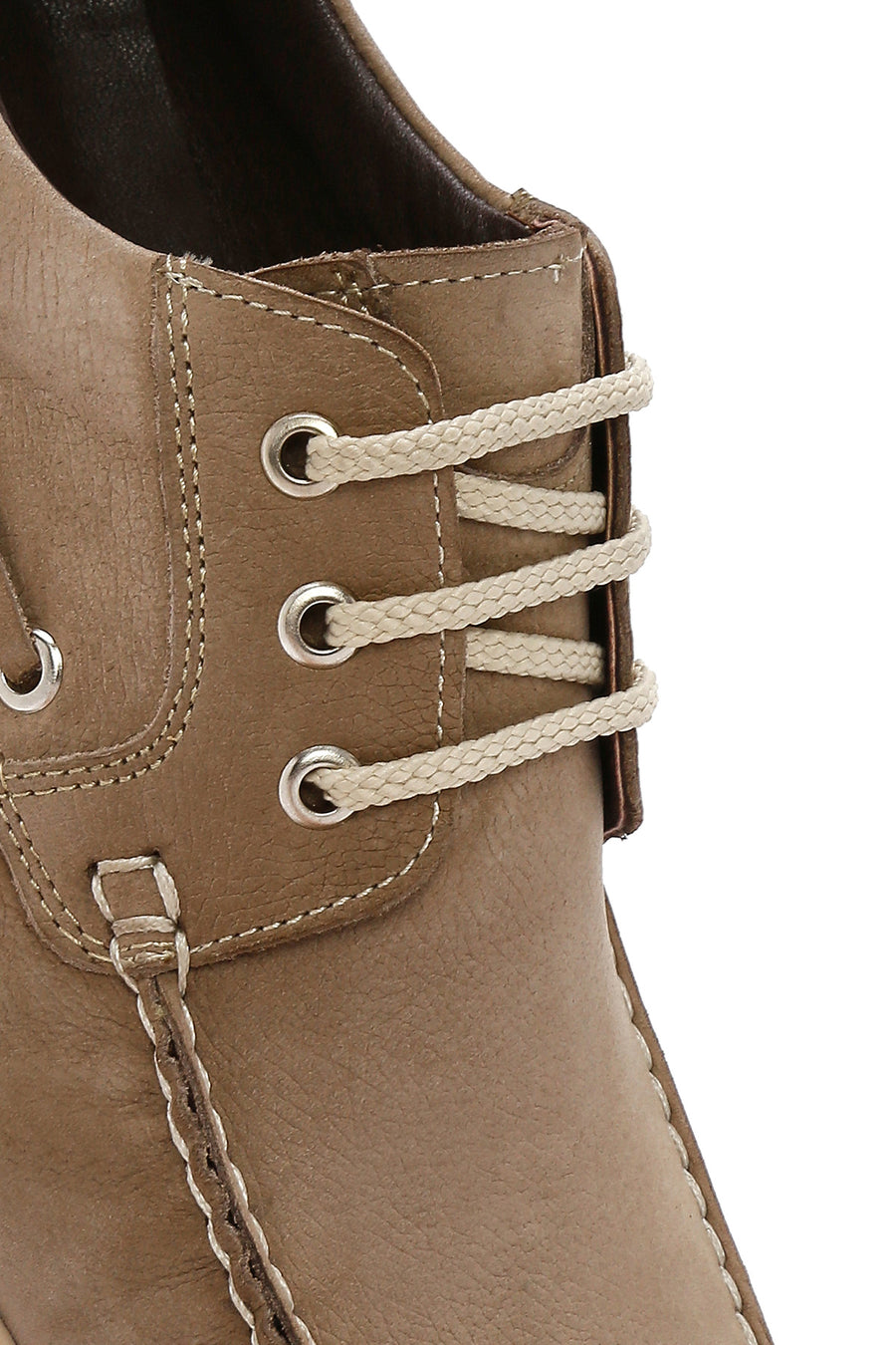 Men's Beige Lace-Up Nubuck Leather Casual Shoes