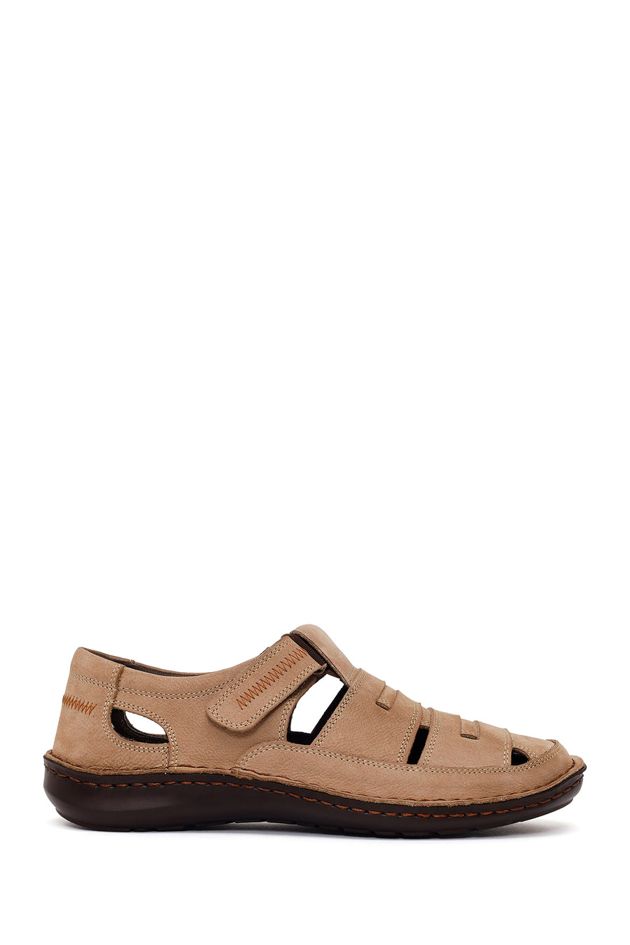 Male Beige Strap Nubuck Leather Sandal 26SFD7102V3 | Derimod