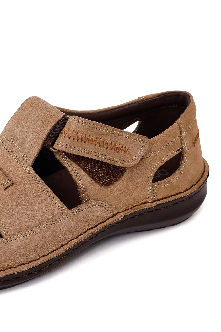 Male Beige Strap Nubuck Leather Sandal