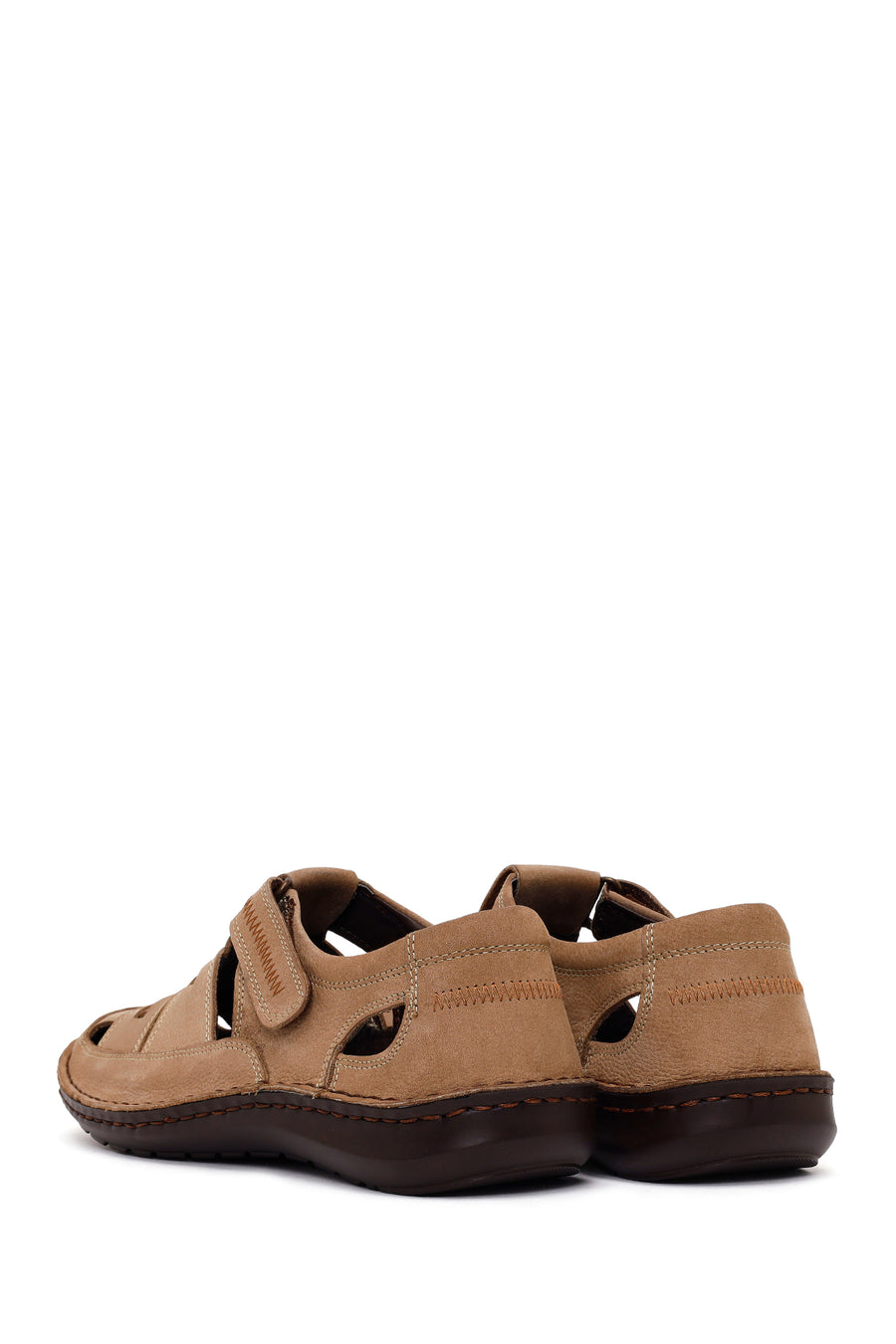 Male Beige Strap Nubuck Leather Sandal