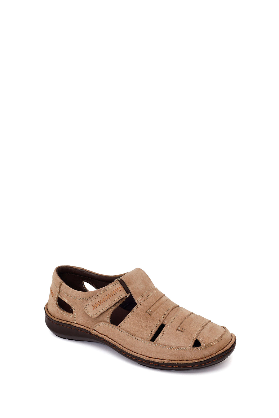 Male Beige Strap Nubuck Leather Sandal
