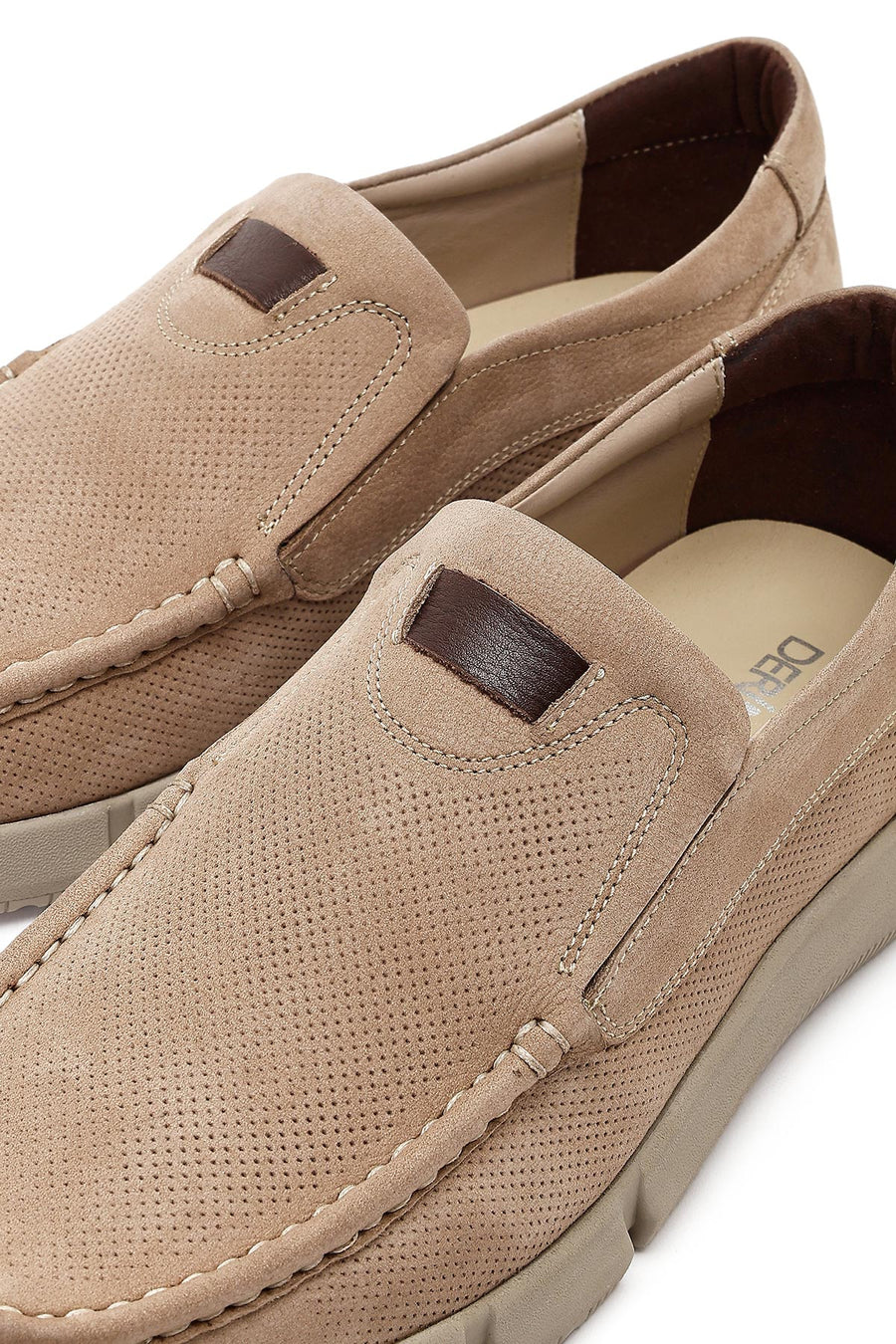 Erkek Bej Nubuk Deri Casual Loafer