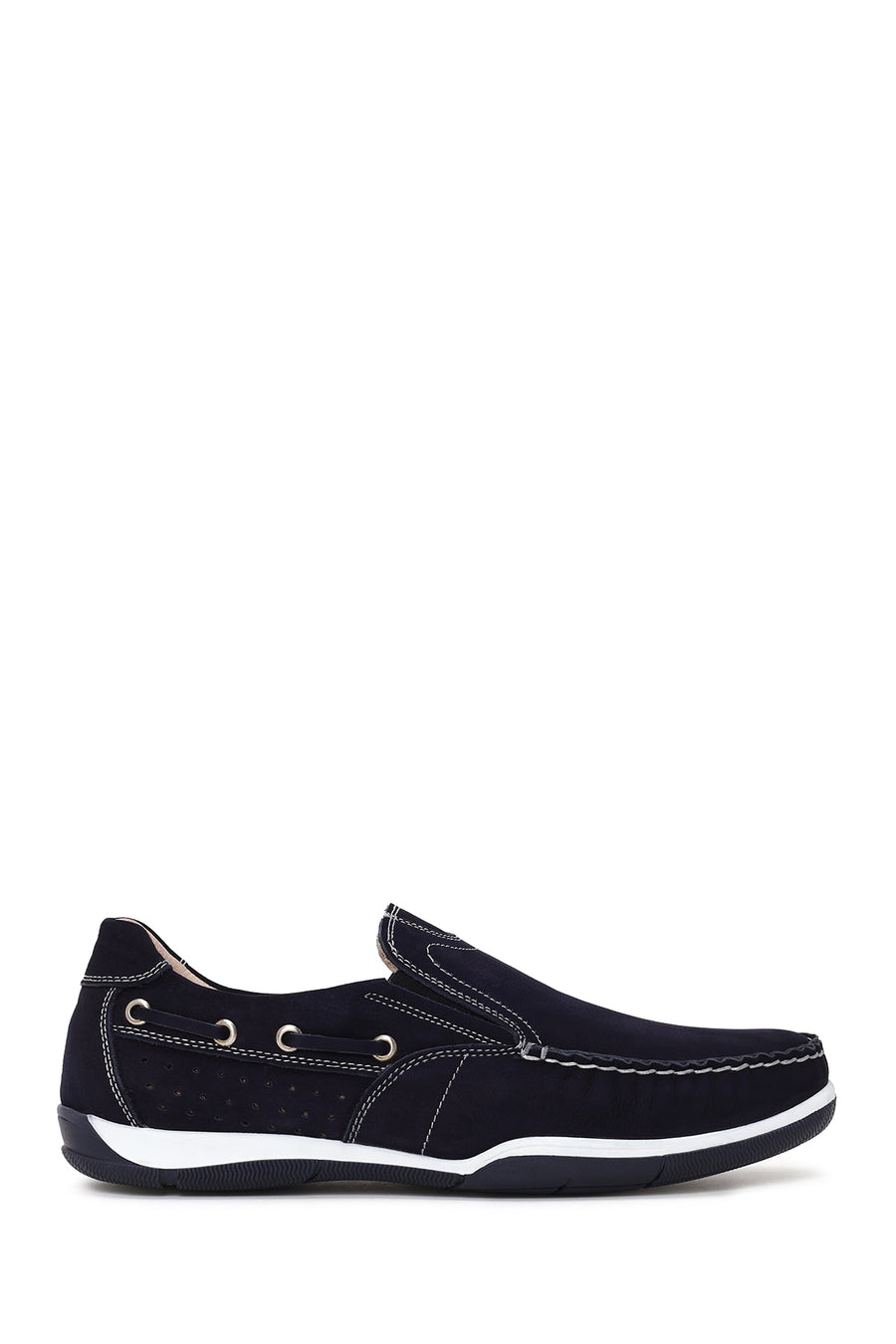 Male Navy Nubuck Leather Casual Shoes 26SFD7105V3 | Derimod