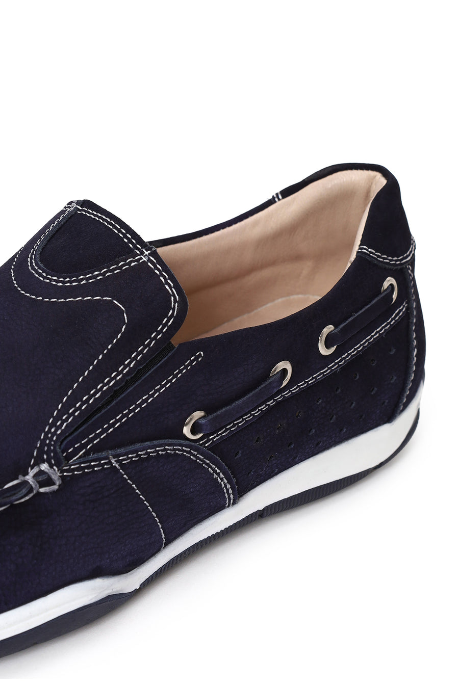 Male Navy Nubuck Leather Casual Shoes