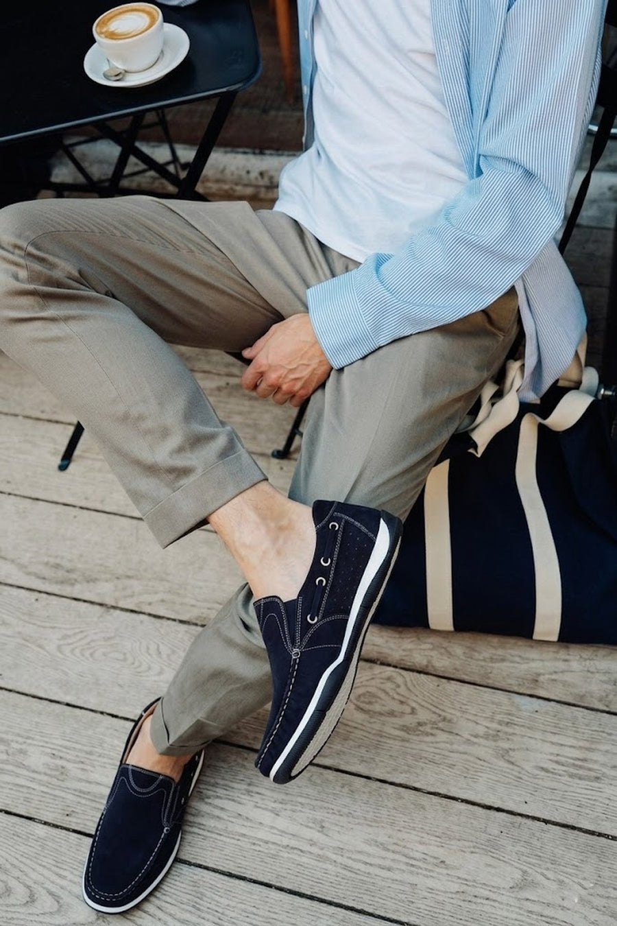 Male Navy Nubuck Leather Casual Shoes