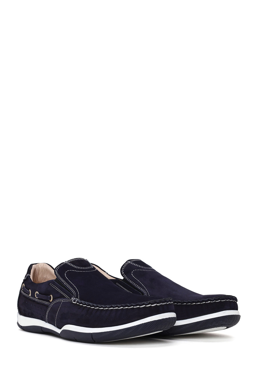 Male Navy Nubuck Leather Casual Shoes