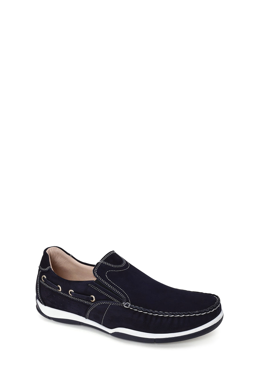 Male Navy Nubuck Leather Casual Shoes