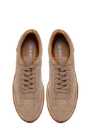 Men's Beige Lace-Up Suede Leather Sneaker | Derimod