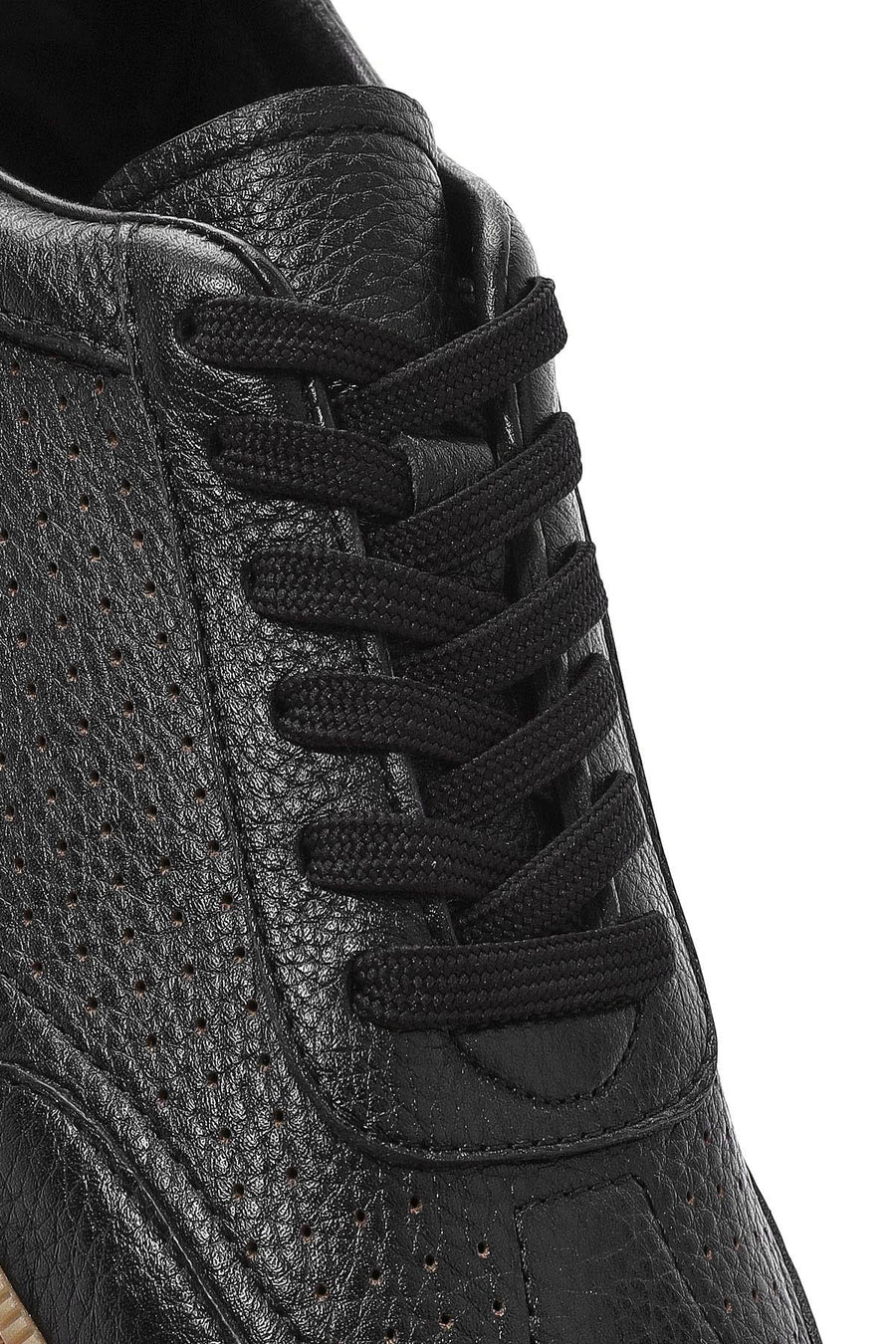 Men's Black Lace-up Leather Sneaker