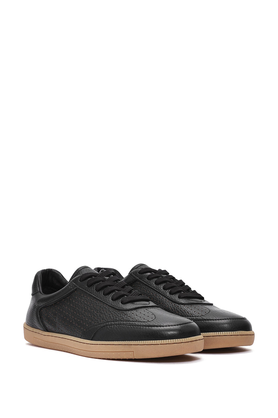 Men's Black Lace-up Leather Sneaker