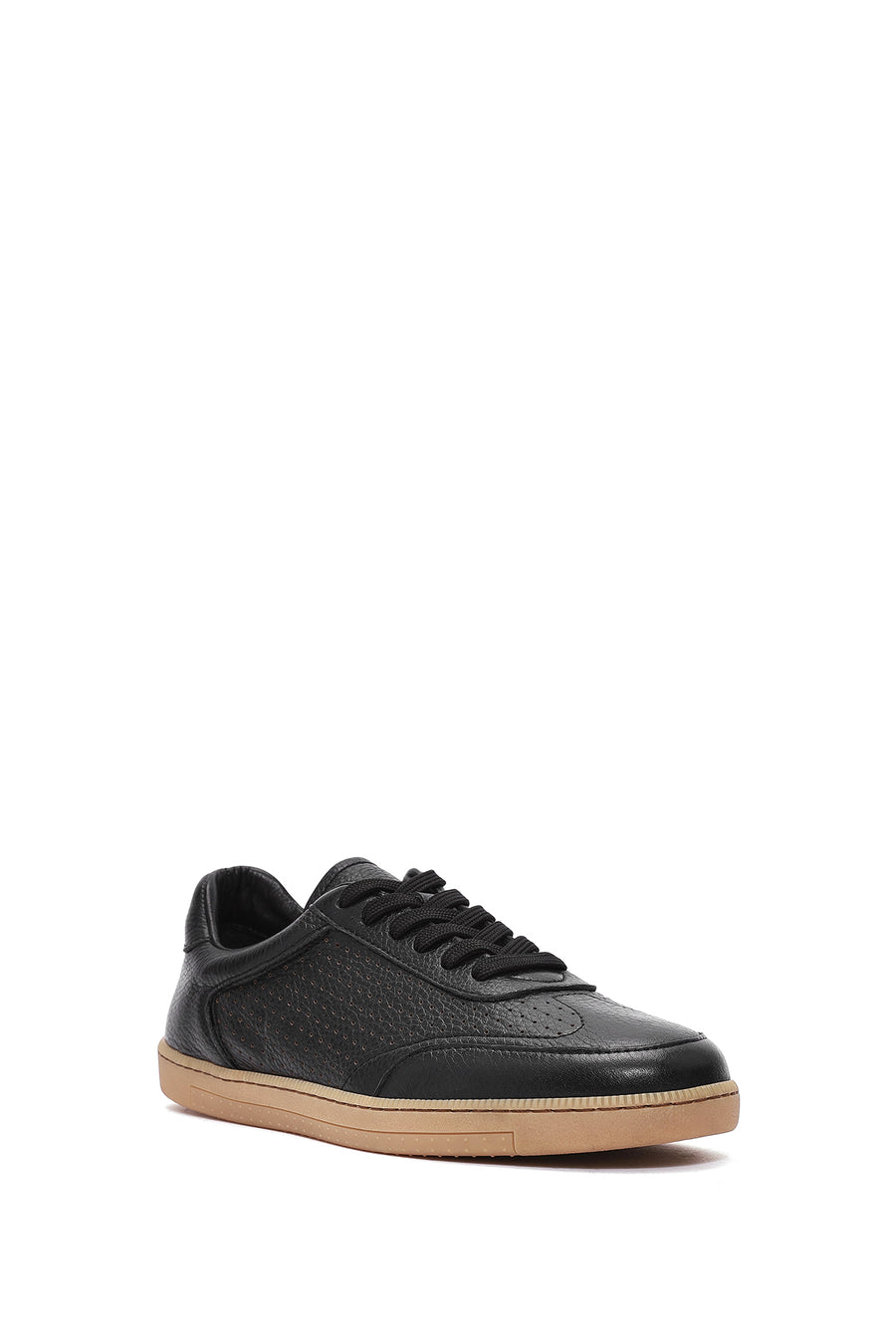Men's Black Lace-up Leather Sneaker
