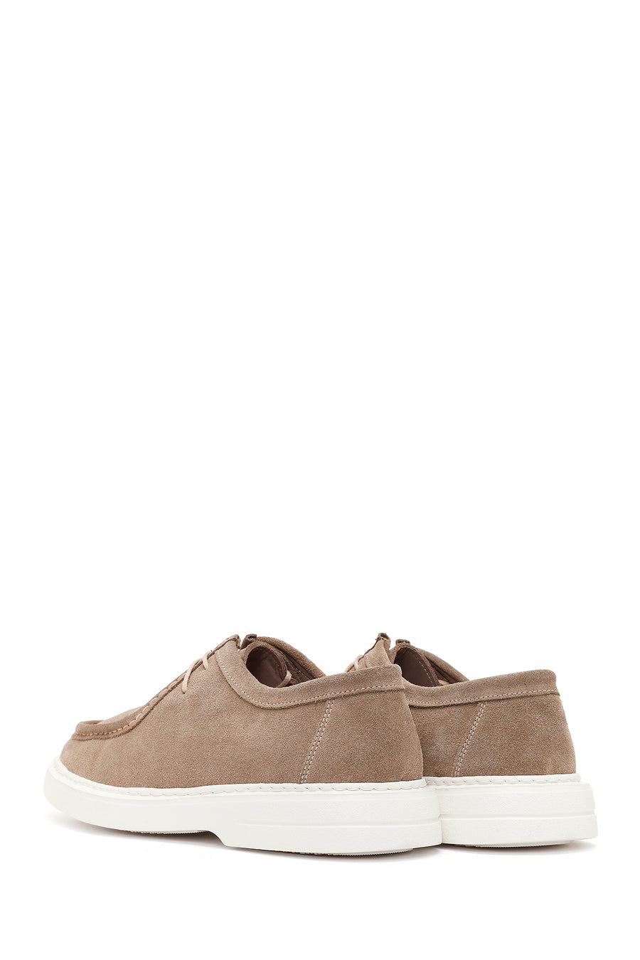 Men's Beige Lace-up Suede Leather Casual Shoes