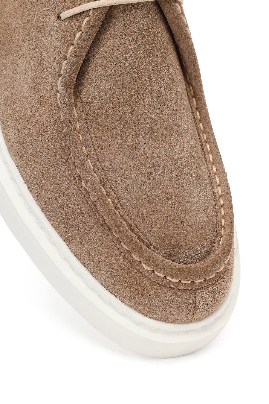Men's Beige Lace-up Suede Leather Casual Shoes