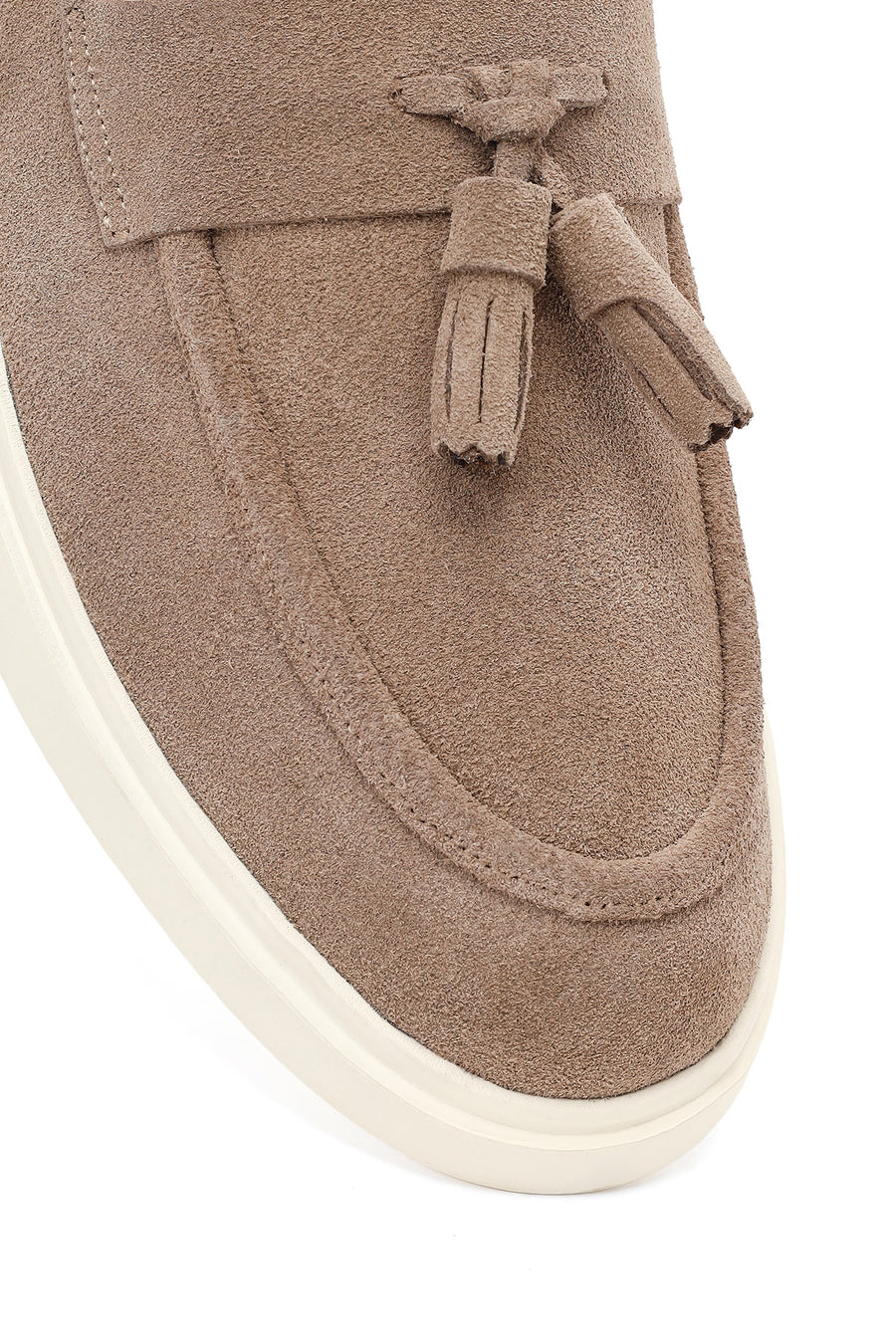 Men's Beige Tassel Suede Leather Loafer