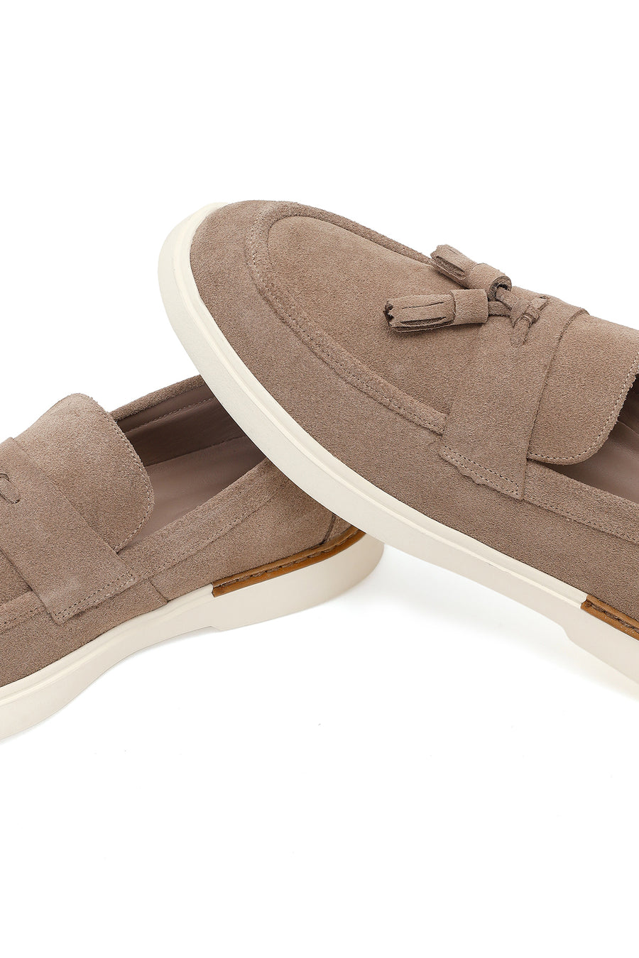 Men's Beige Tassel Suede Leather Loafer