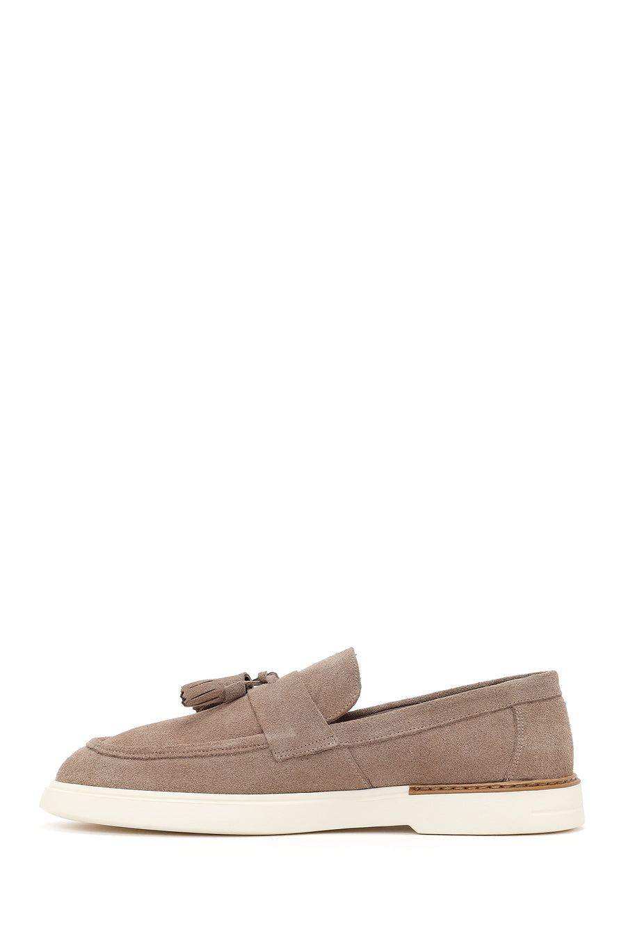 Men's Beige Tassel Suede Leather Loafer