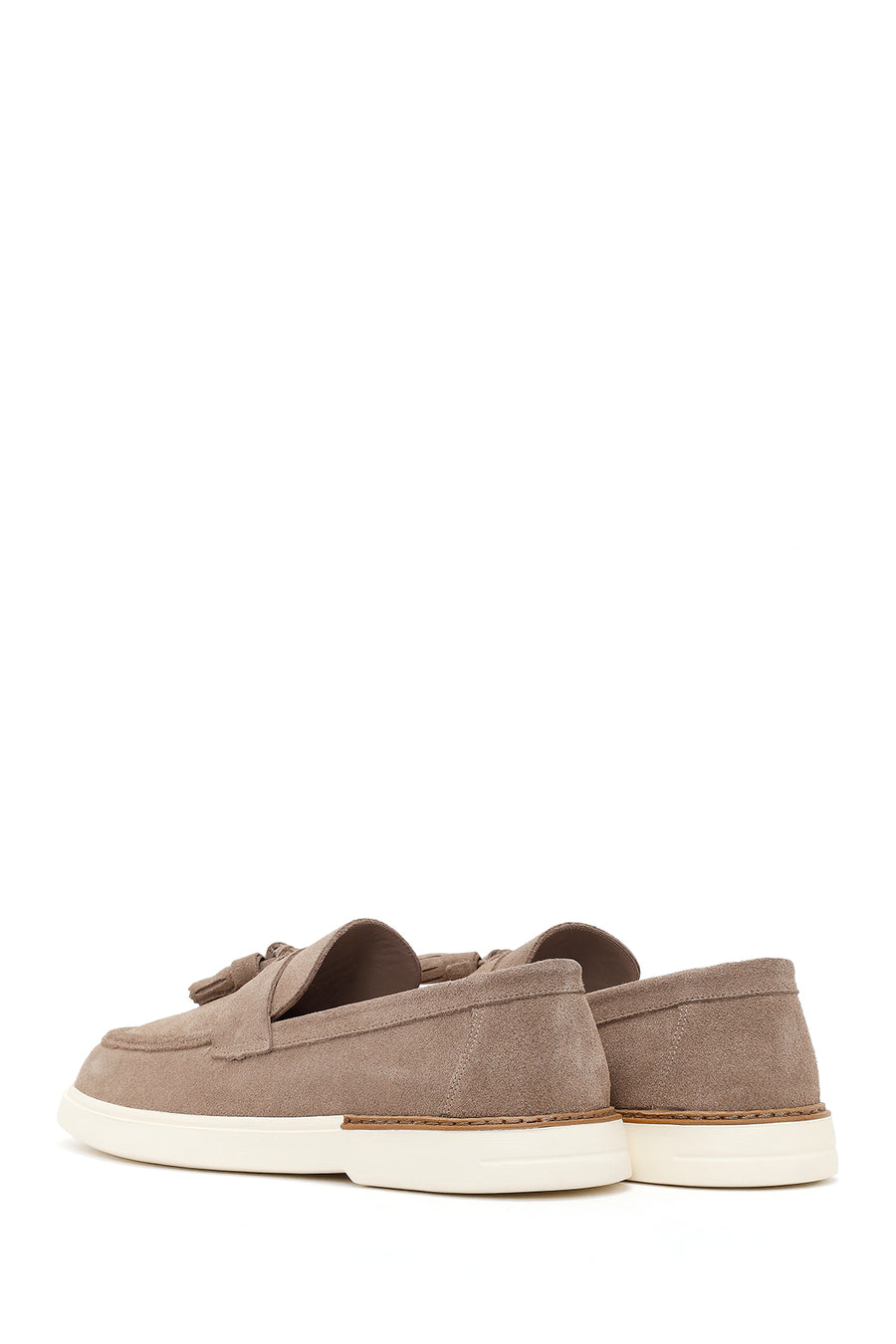 Men's Beige Tassel Suede Leather Loafer
