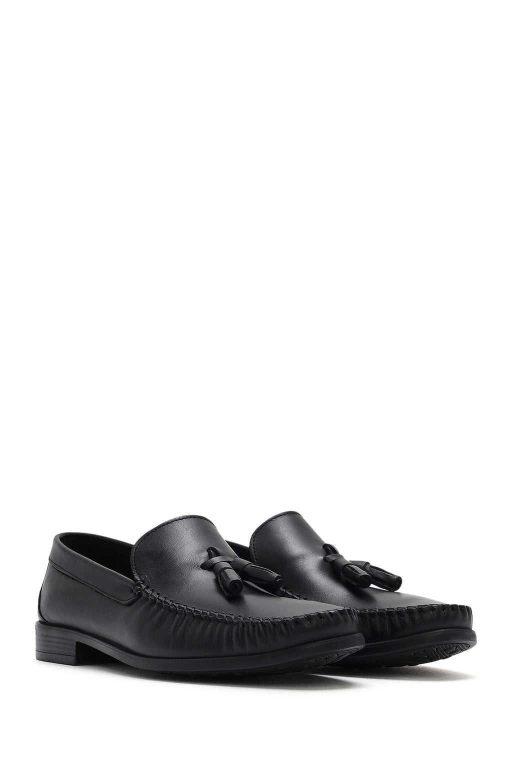 Erkek Siyah Püsküllü Deri Loafer