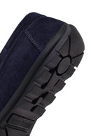 Men's Navy Blue Tassel Suede Leather Loafer | Derimod